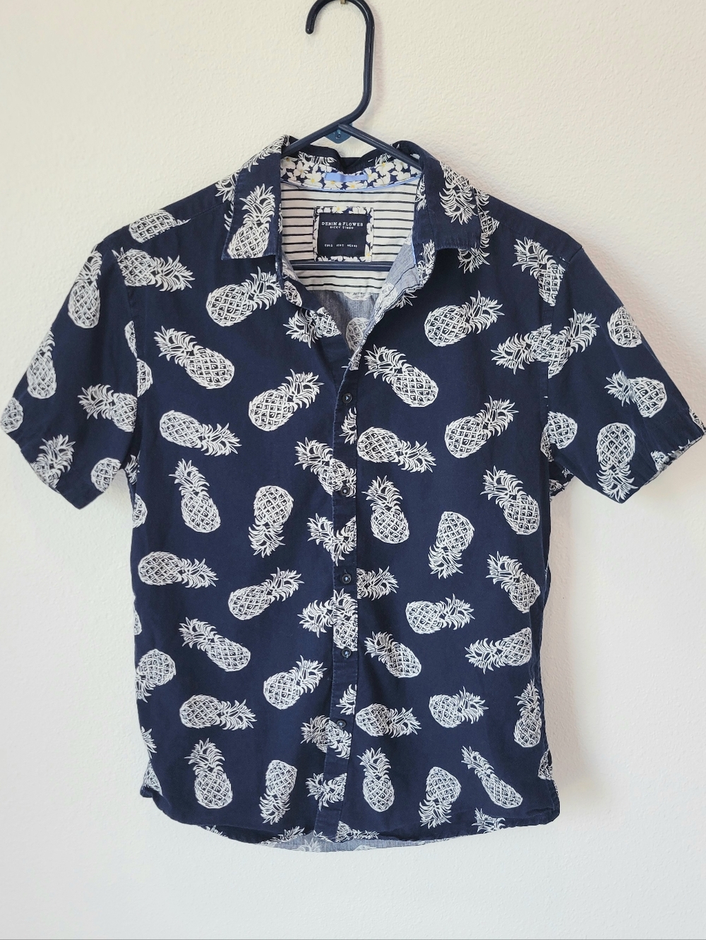 Denim & Flower Ricky Singh Pineapple Button Up S Navy